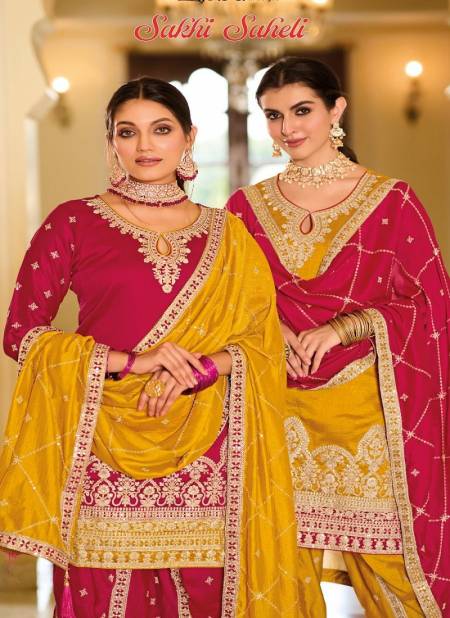 Sakhi Saheli By Zaveri Heavy Silk Readymade Suits Catalog